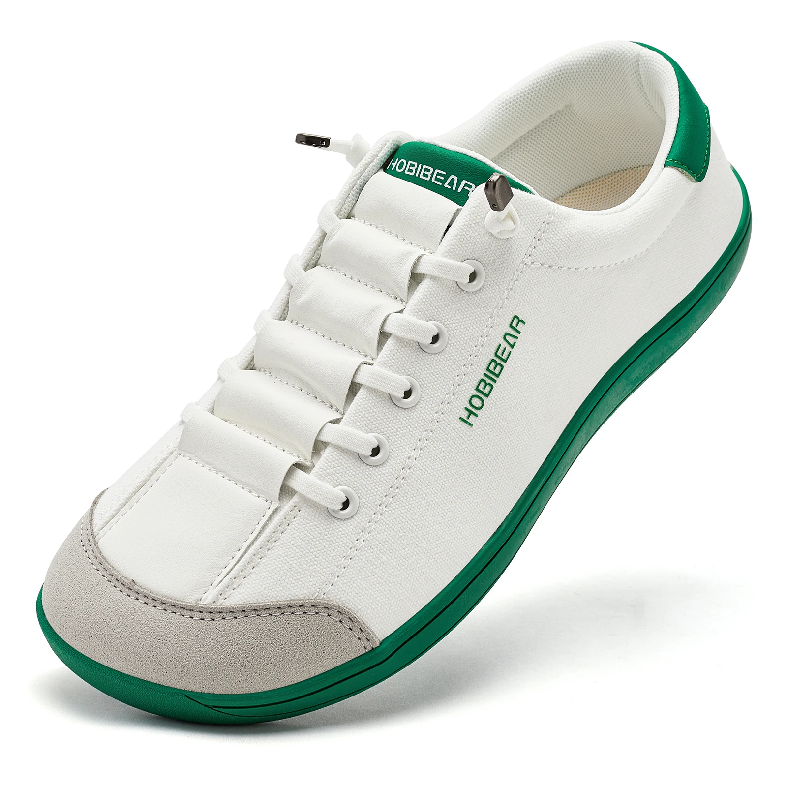 HOBIBEAR Wide Toe Barefoot Shoes for Unisex Minimalist Canvas Sneakers Lightweight Adjustable Slip On Walking Shoes