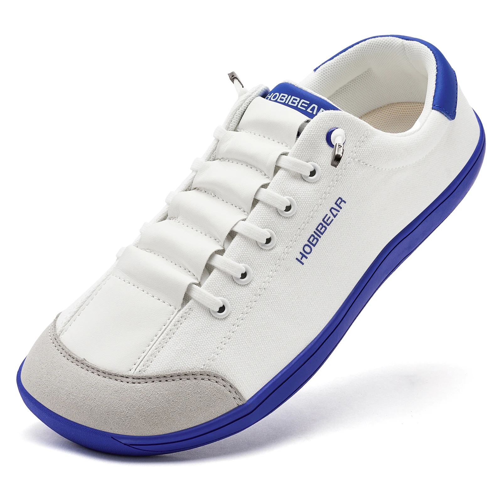 HOBIBEAR Wide Toe Barefoot Shoes for Unisex Minimalist Canvas Sneakers Lightweight Adjustable Slip On Walking Shoes