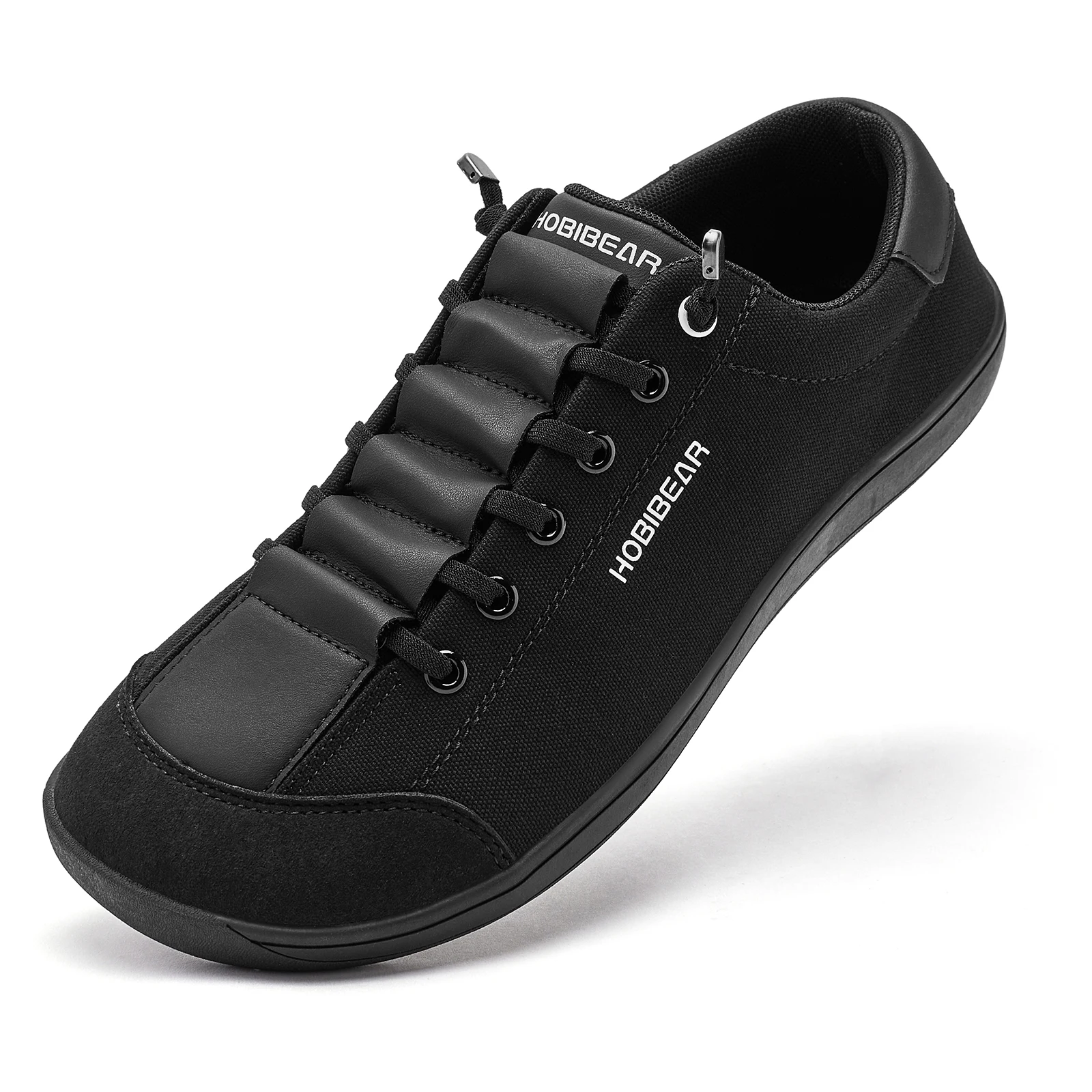 HOBIBEAR Wide Toe Barefoot Shoes for Unisex Minimalist Canvas Sneakers Lightweight Adjustable Slip On Walking Shoes