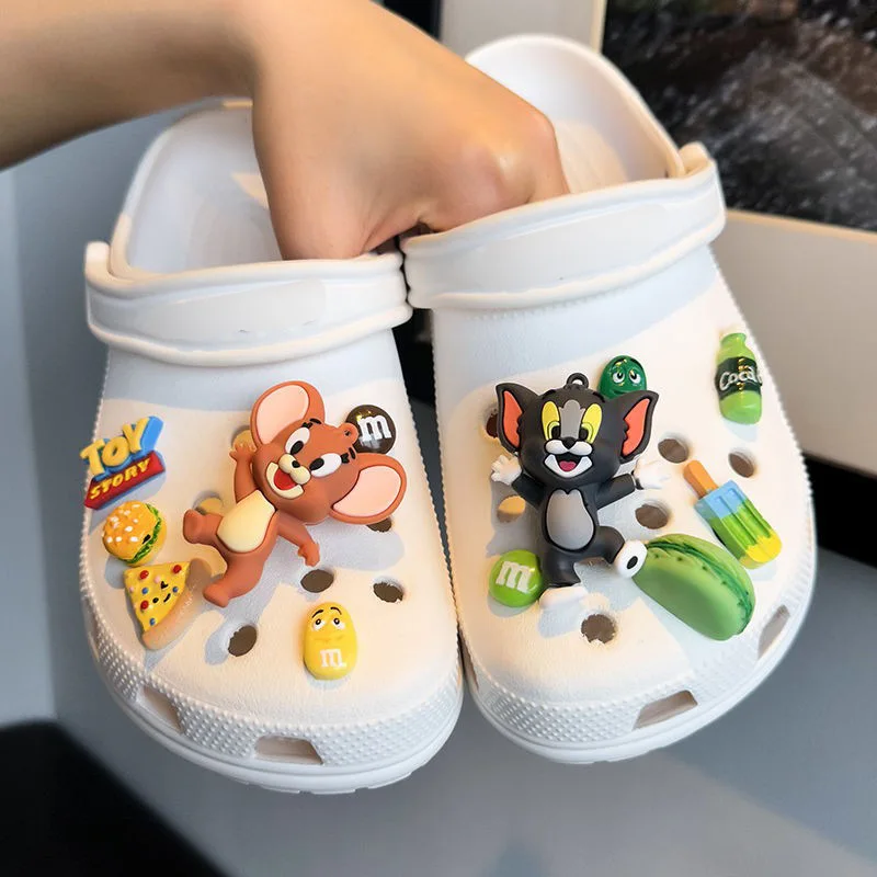 12Pcs/set Tom and Jerry set Anime Character for Cute Cartoon Shoe Charms Decoration Accessories for Classic Clog Festival Gifts