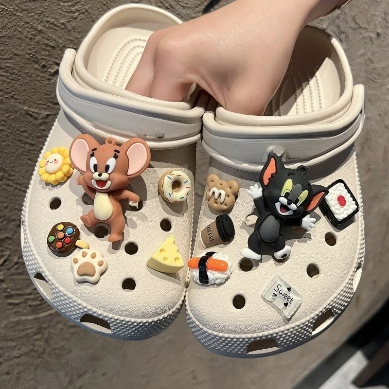 12Pcs/set Tom and Jerry set Anime Character for Cute Cartoon Shoe Charms Decoration Accessories for Classic Clog Festival Gifts