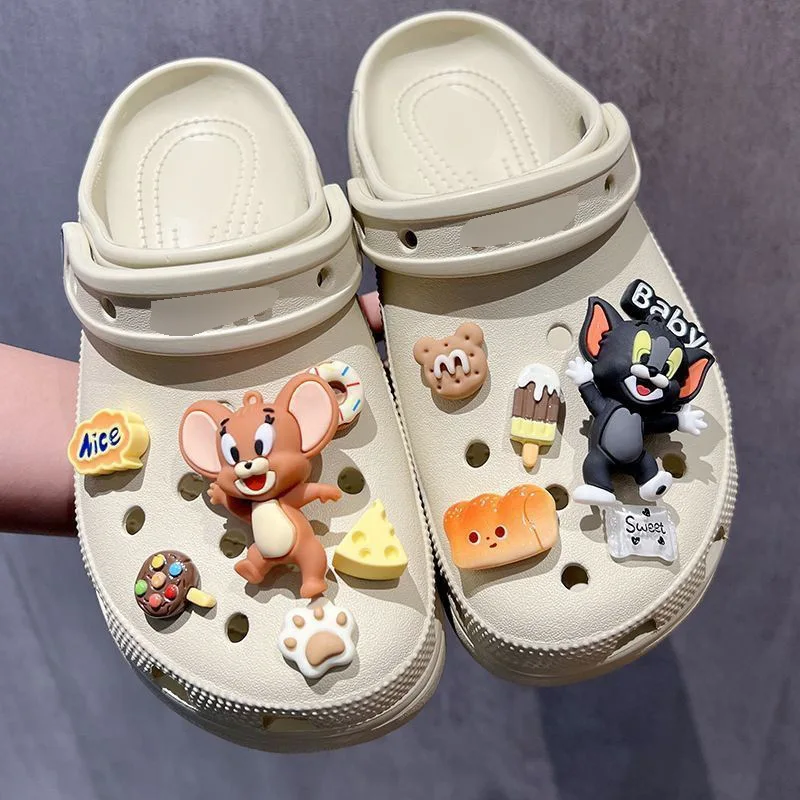 12Pcs/set Tom and Jerry set Anime Character for Cute Cartoon Shoe Charms Decoration Accessories for Classic Clog Festival Gifts