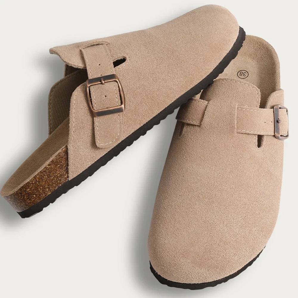 Half Drag Sandals Clogs For Women And Men Cork Suede Mules Slipper Classic Cork Antislip For Outdoor Slippers With Arch Support