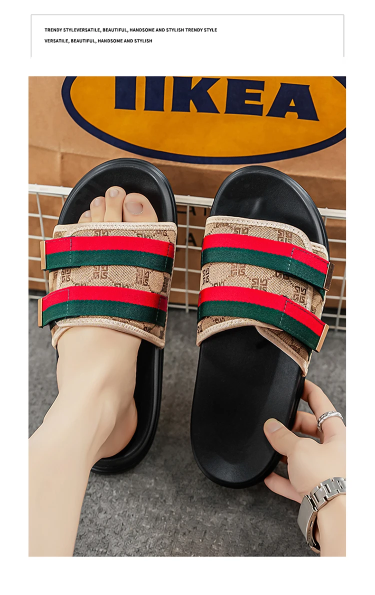 Men's summer classic one-piece slippers lightweight and fashionable satin casual sandals comfortable indoor and outdoor slippers