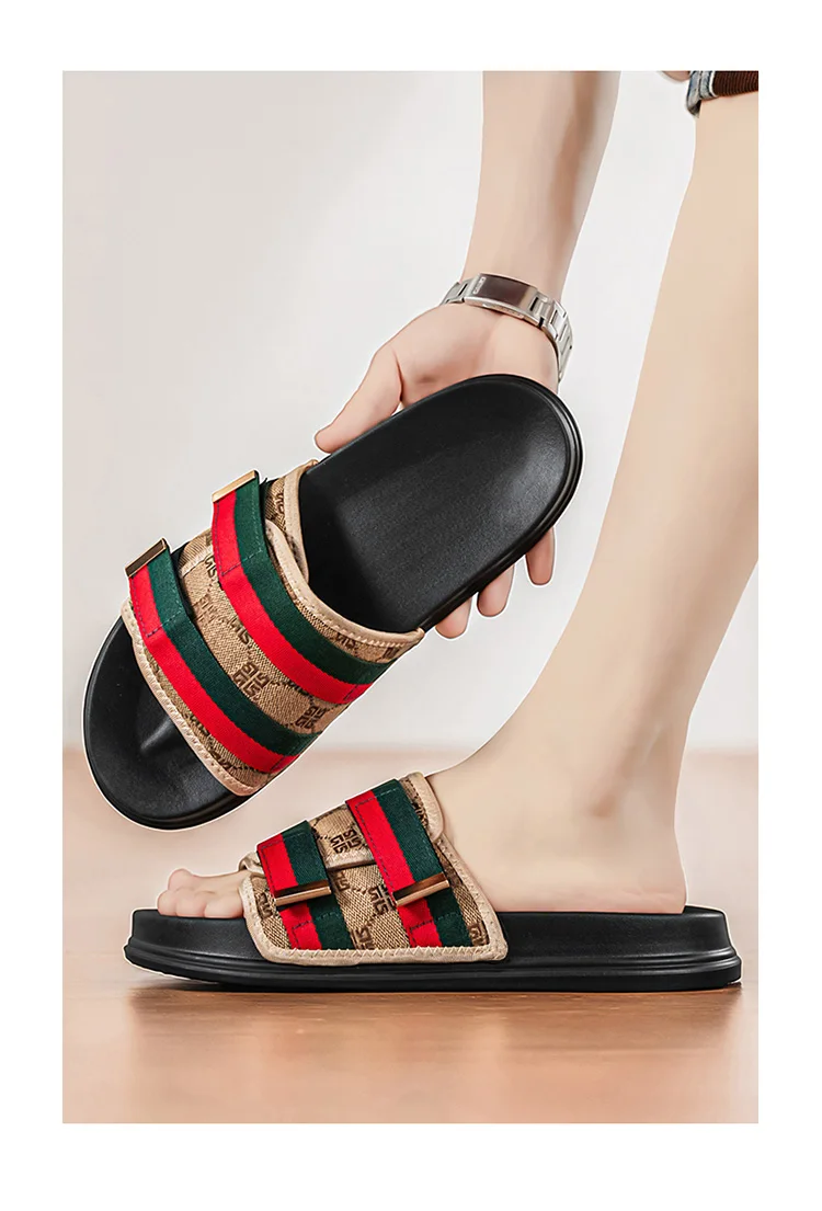 Men's summer classic one-piece slippers lightweight and fashionable satin casual sandals comfortable indoor and outdoor slippers