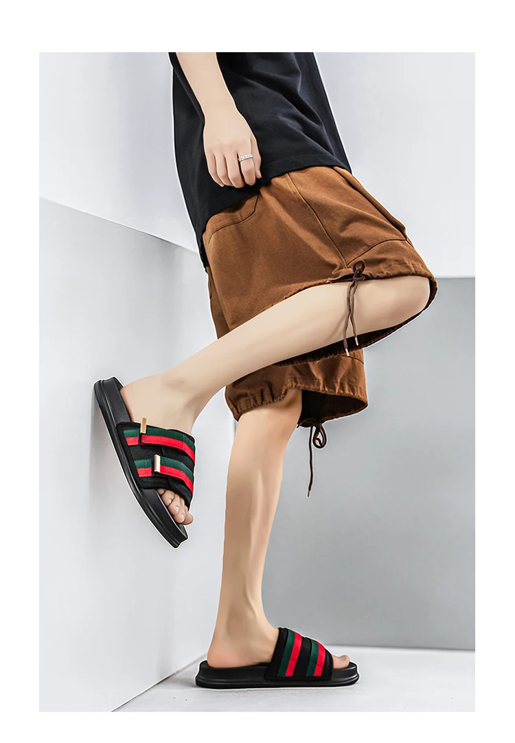 Men's summer classic one-piece slippers lightweight and fashionable satin casual sandals comfortable indoor and outdoor slippers
