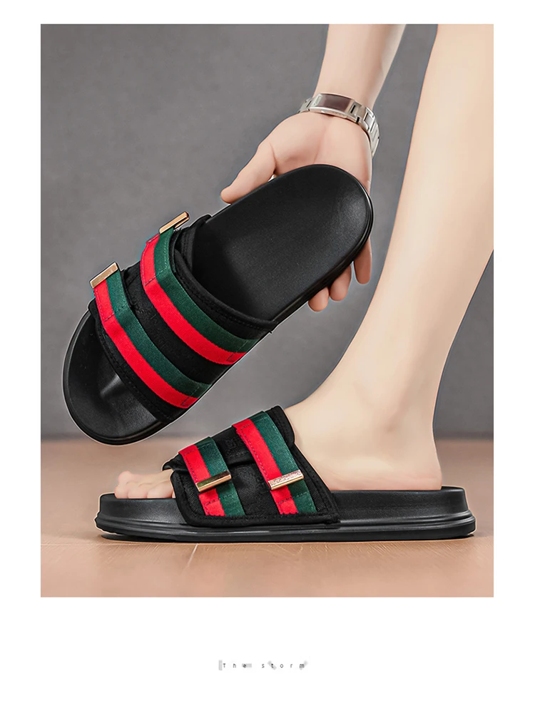 Men's summer classic one-piece slippers lightweight and fashionable satin casual sandals comfortable indoor and outdoor slippers