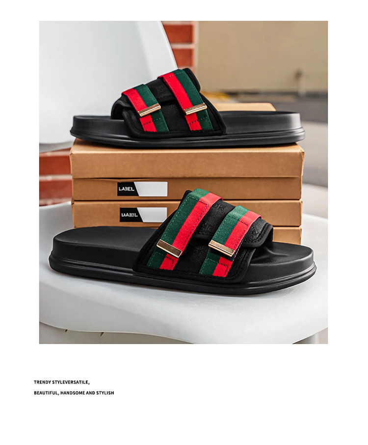 Men's summer classic one-piece slippers lightweight and fashionable satin casual sandals comfortable indoor and outdoor slippers