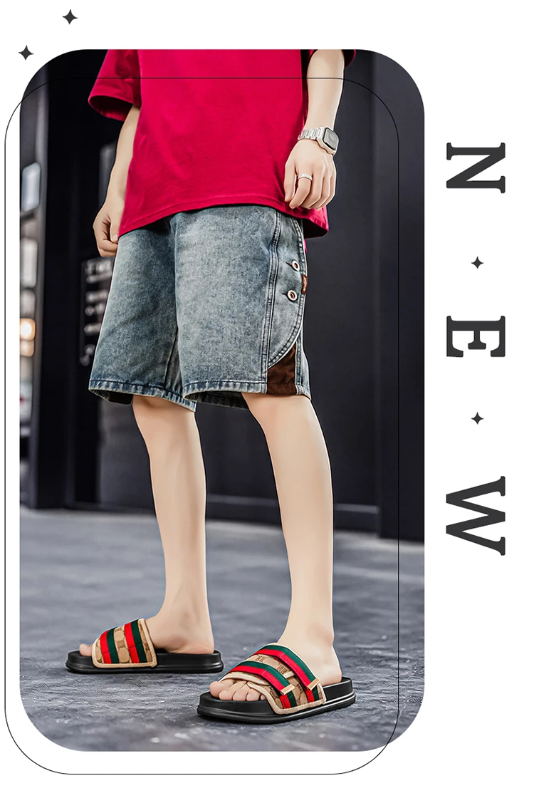Men's summer classic one-piece slippers lightweight and fashionable satin casual sandals comfortable indoor and outdoor slippers