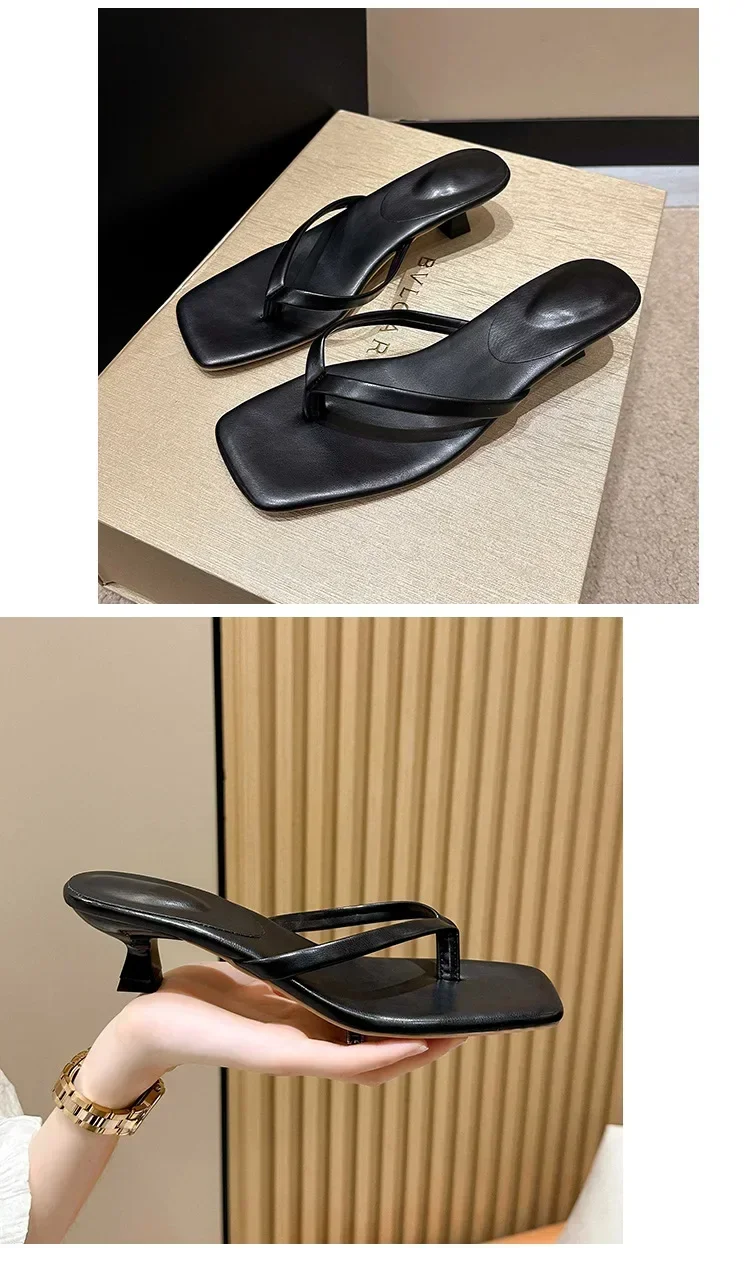 Women Clip Toe Slippers Summer Comfort Low Heel Slides Shoes Ladies Casual Dress Street Style Soft Sole Flip-flops