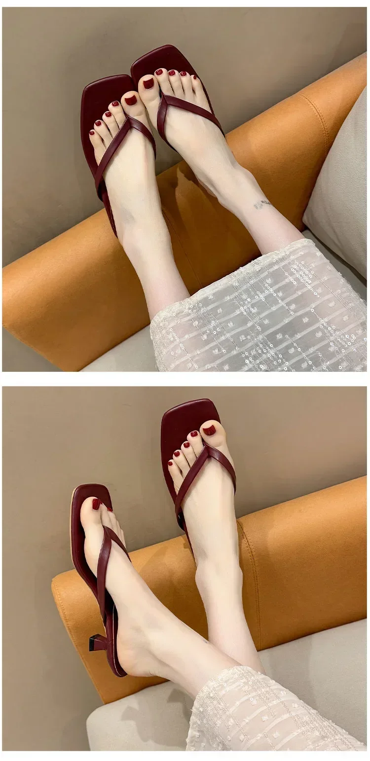 Women Clip Toe Slippers Summer Comfort Low Heel Slides Shoes Ladies Casual Dress Street Style Soft Sole Flip-flops