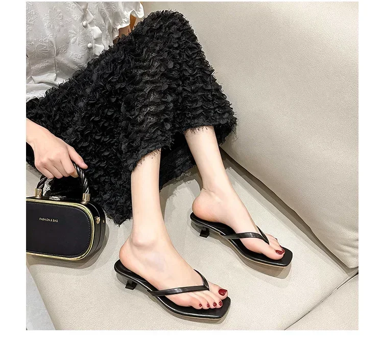 Women Clip Toe Slippers Summer Comfort Low Heel Slides Shoes Ladies Casual Dress Street Style Soft Sole Flip-flops