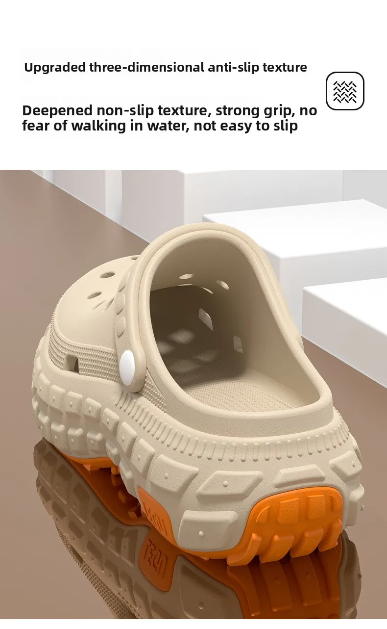 2026 New Thick soled perforated shoes for men's summer new trend slip resistant wear-resistant and odorless sandals for driving