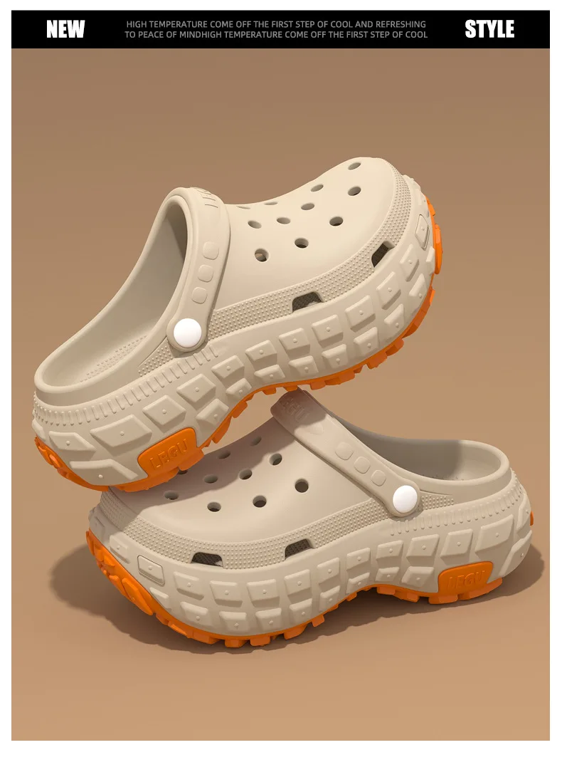 2026 New Thick soled perforated shoes for men's summer new trend slip resistant wear-resistant and odorless sandals for driving