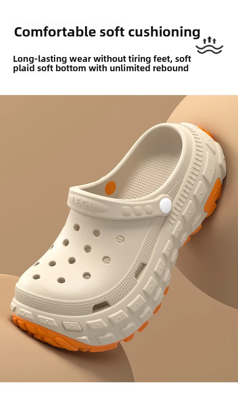 2026 New Thick soled perforated shoes for men's summer new trend slip resistant wear-resistant and odorless sandals for driving
