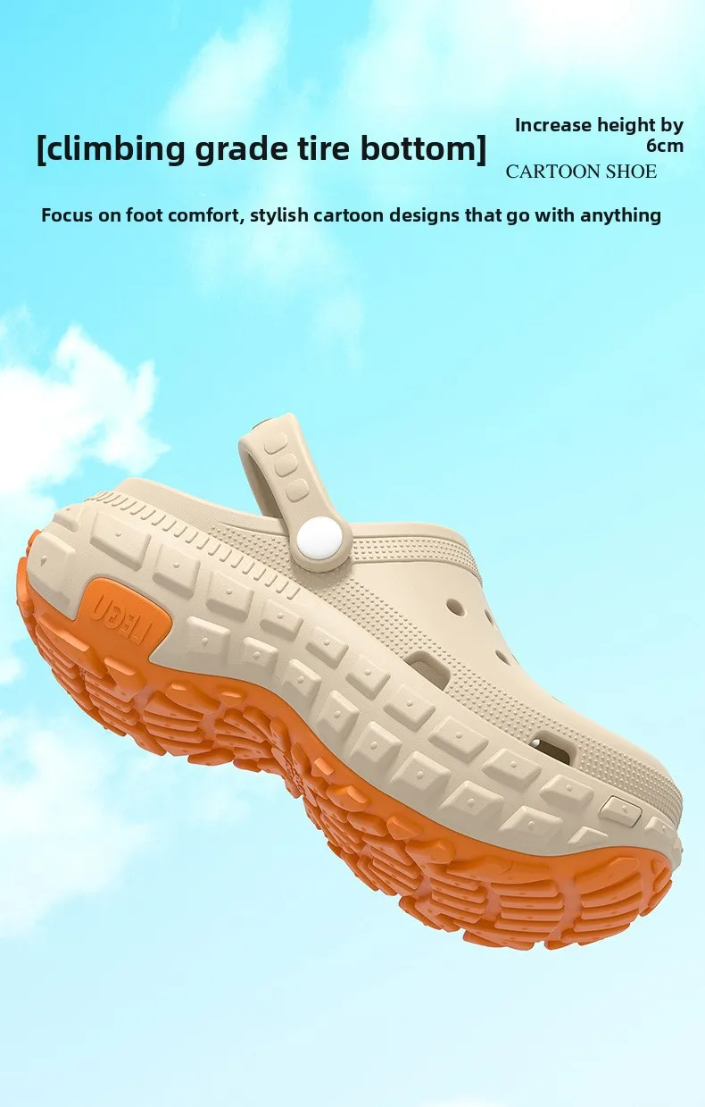 2026 New Thick soled perforated shoes for men's summer new trend slip resistant wear-resistant and odorless sandals for driving