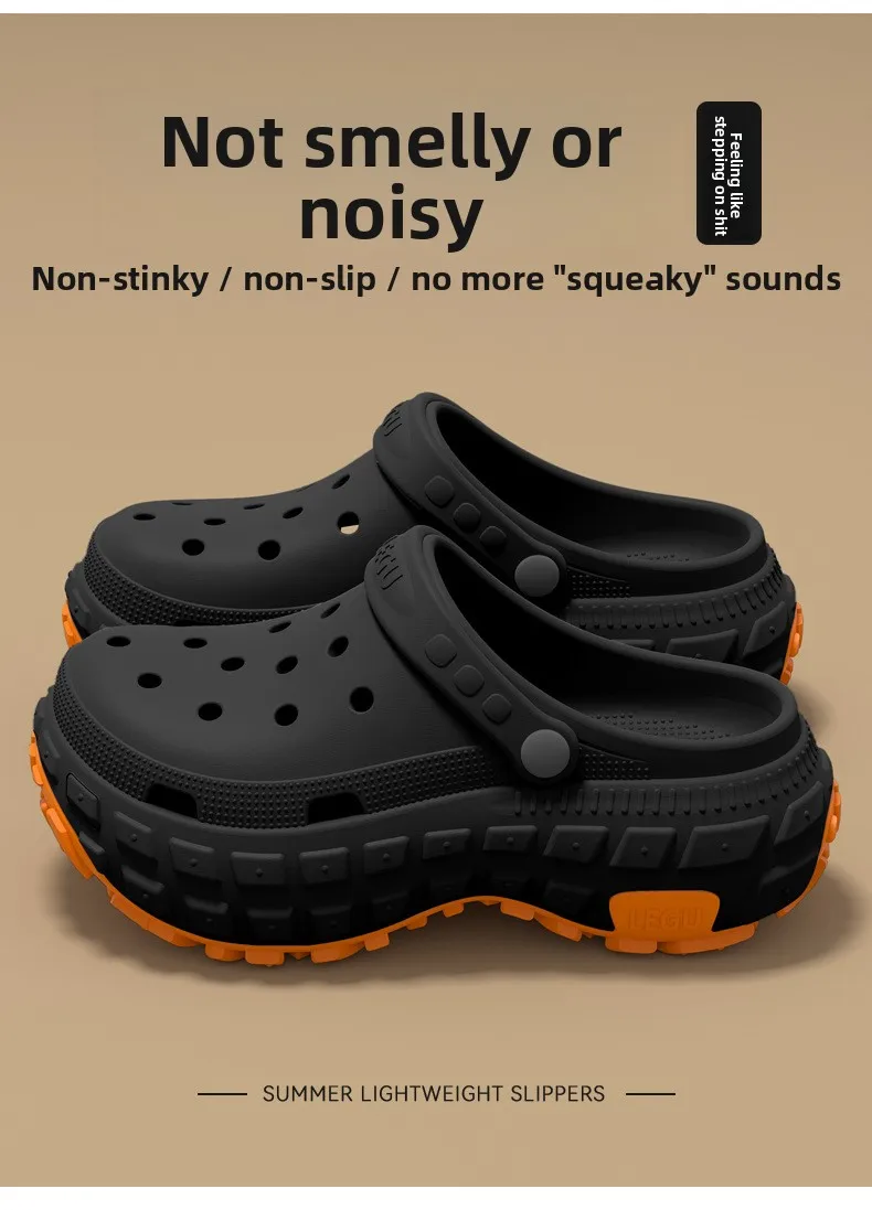 2026 New Thick soled perforated shoes for men's summer new trend slip resistant wear-resistant and odorless sandals for driving