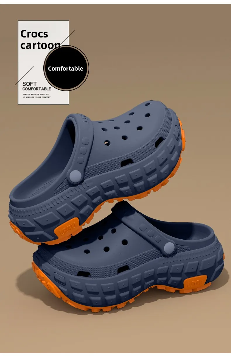 2026 New Thick soled perforated shoes for men's summer new trend slip resistant wear-resistant and odorless sandals for driving