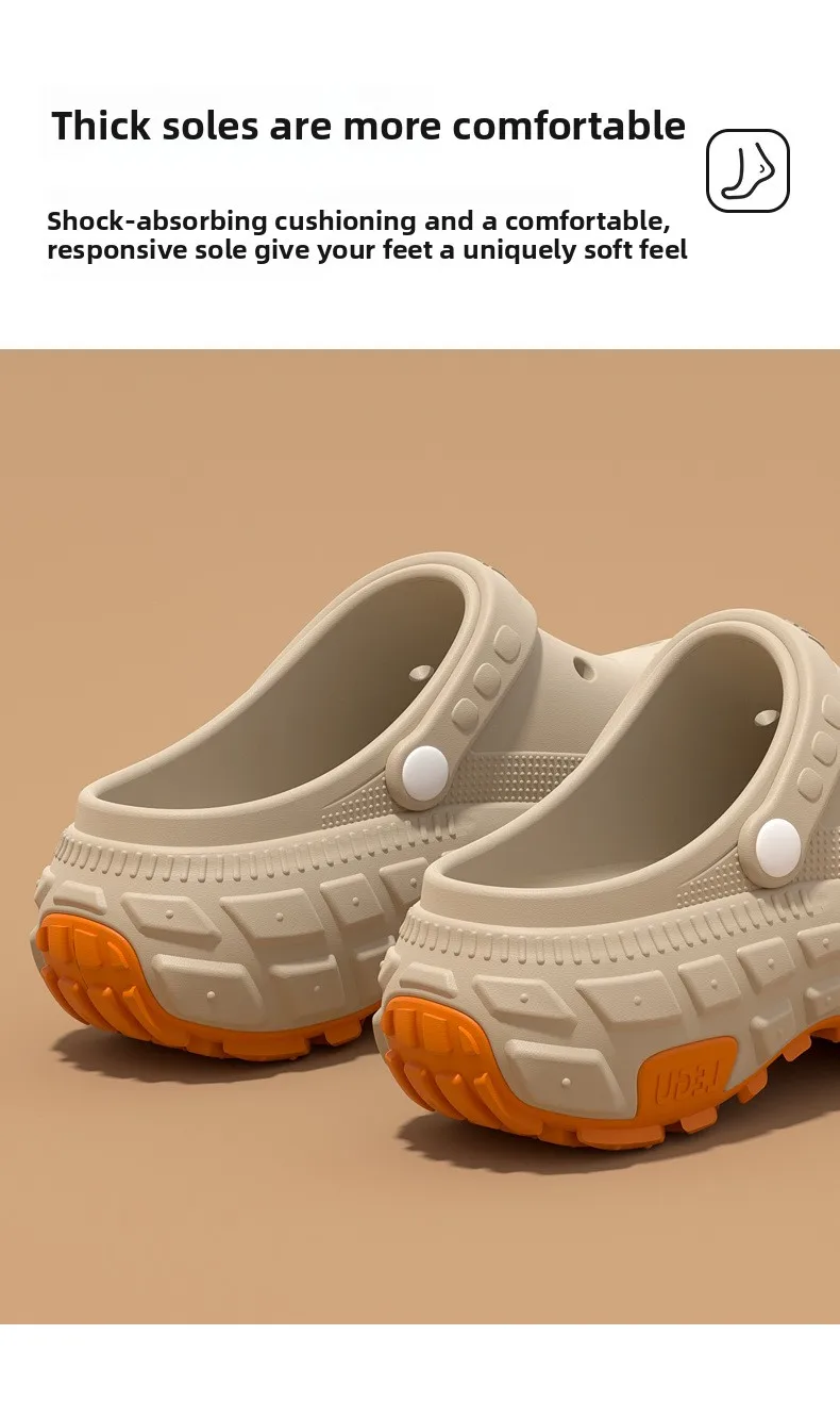 2026 New Thick soled perforated shoes for men's summer new trend slip resistant wear-resistant and odorless sandals for driving
