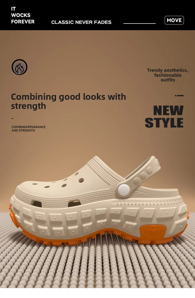 2026 New Thick soled perforated shoes for men's summer new trend slip resistant wear-resistant and odorless sandals for driving