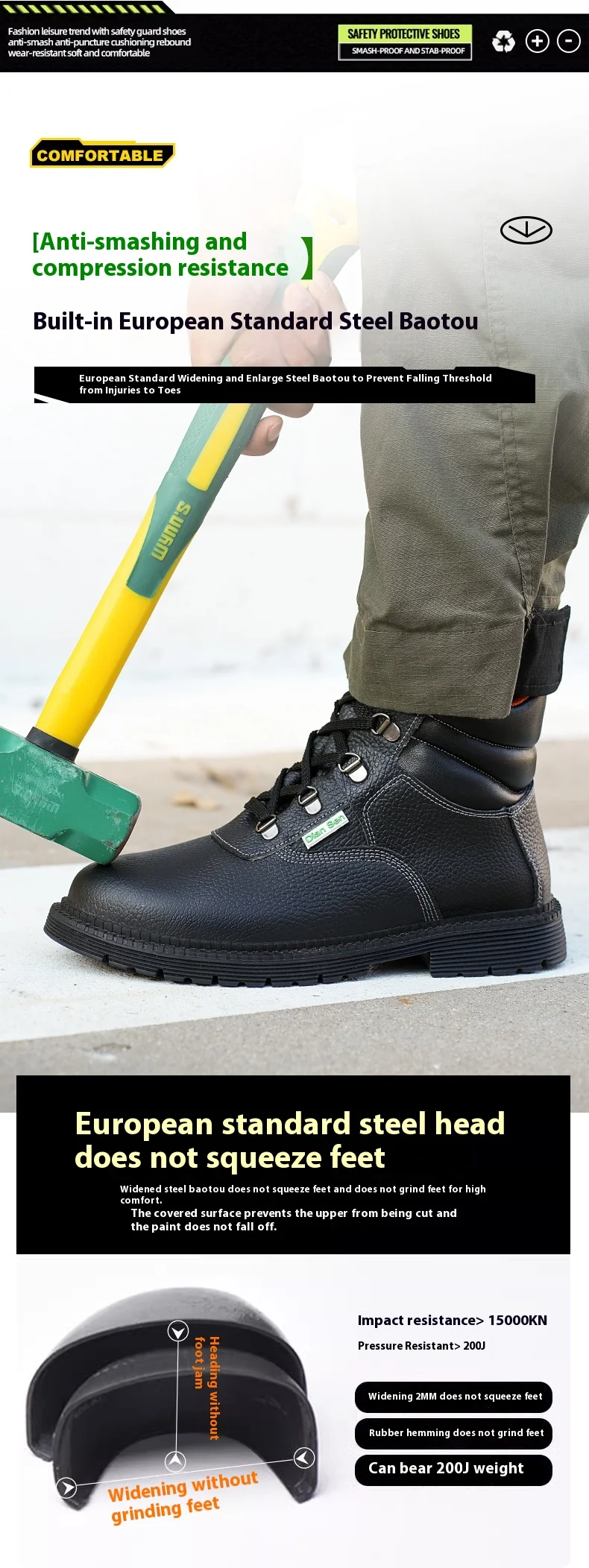 Work Waterproof Boots Steel Toe Men's Safety Shoes Anti-piercing Work Shoes Anti-smash Indestructible Footwear Safety Boots