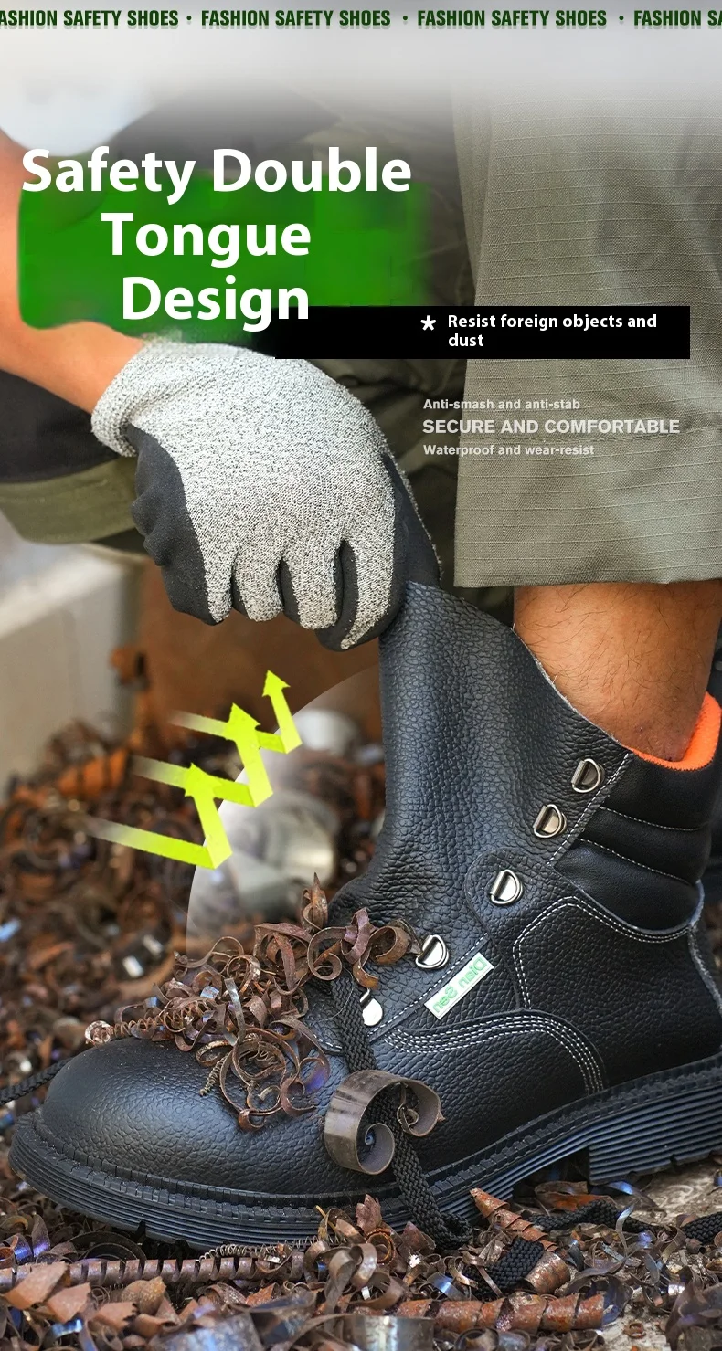 Work Waterproof Boots Steel Toe Men's Safety Shoes Anti-piercing Work Shoes Anti-smash Indestructible Footwear Safety Boots