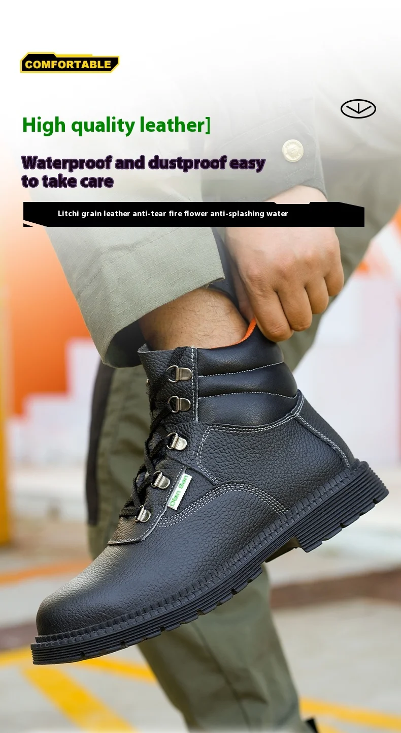 Work Waterproof Boots Steel Toe Men's Safety Shoes Anti-piercing Work Shoes Anti-smash Indestructible Footwear Safety Boots