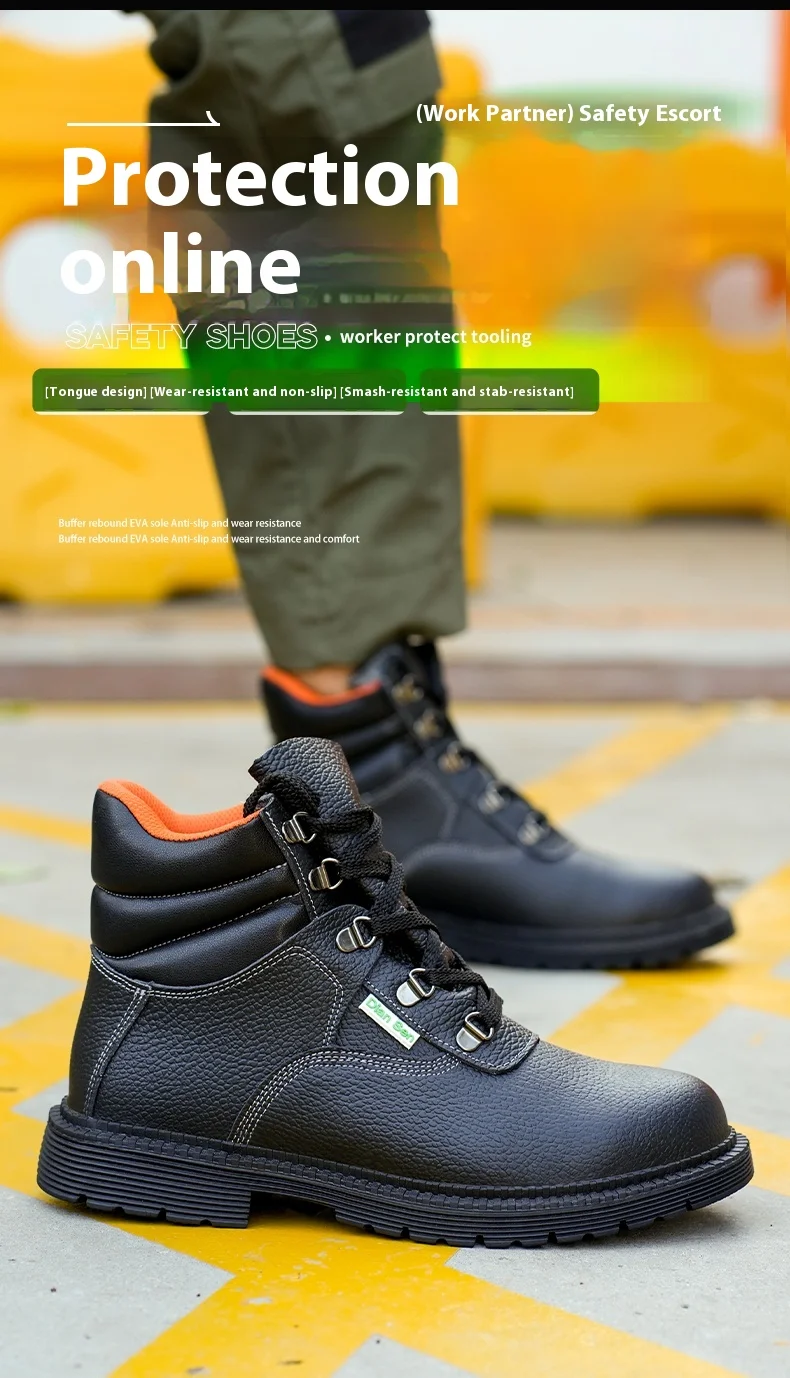 Work Waterproof Boots Steel Toe Men's Safety Shoes Anti-piercing Work Shoes Anti-smash Indestructible Footwear Safety Boots