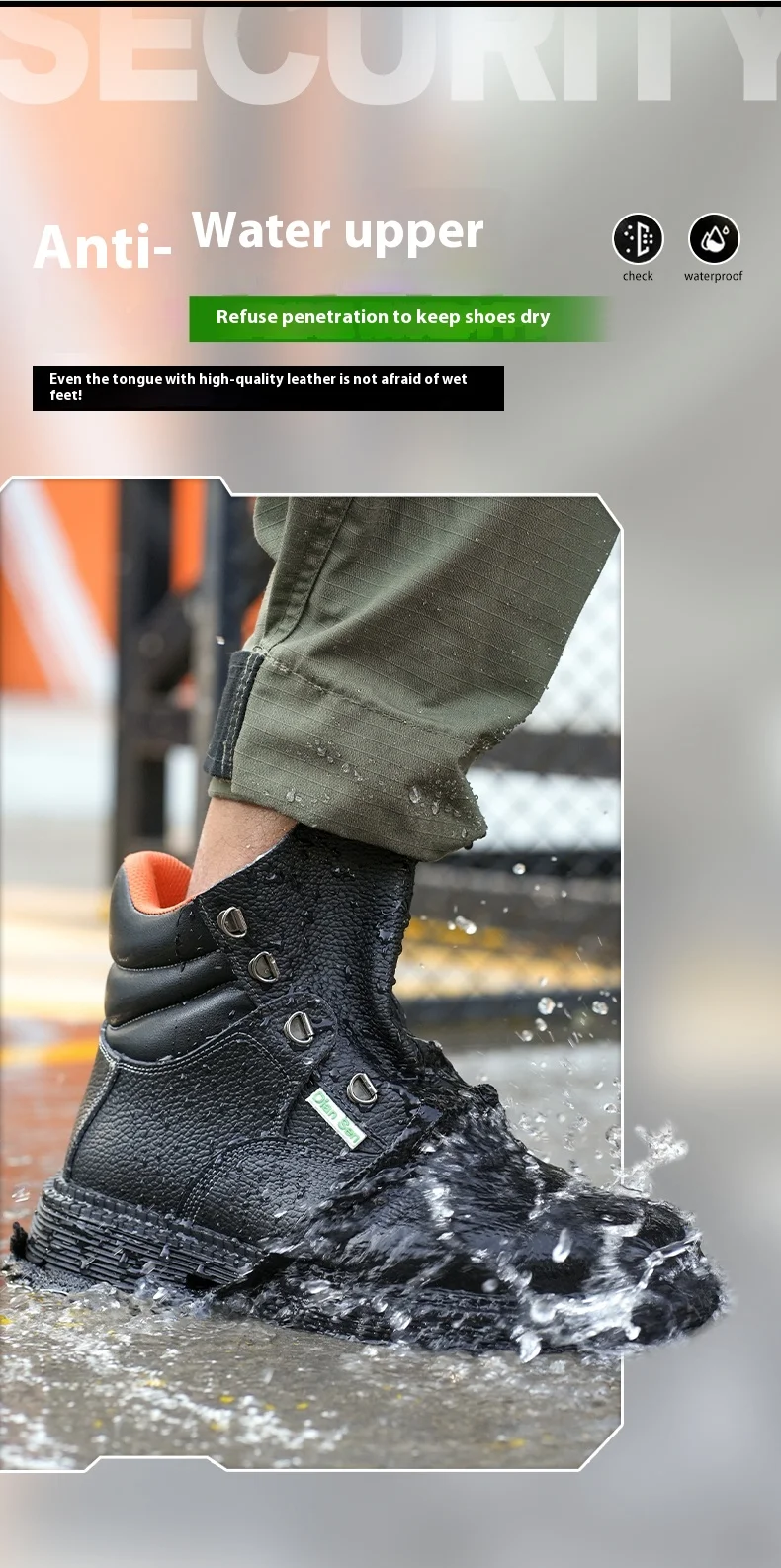 Work Waterproof Boots Steel Toe Men's Safety Shoes Anti-piercing Work Shoes Anti-smash Indestructible Footwear Safety Boots