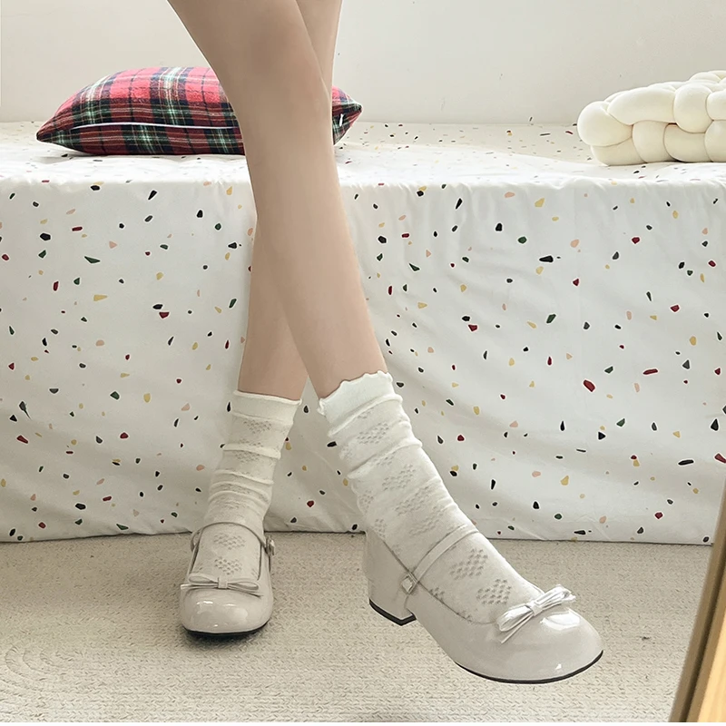 Spring Wine Red Women Mary Jane Shoes Shallow Ladies Casual Butterfly-knot Shoes Eelgant Dress Leather Shoes