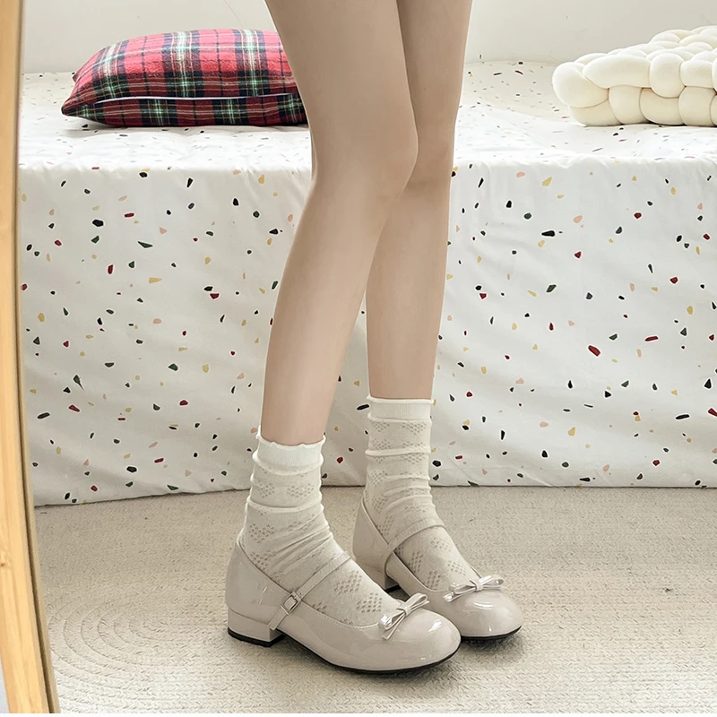 Spring Wine Red Women Mary Jane Shoes Shallow Ladies Casual Butterfly-knot Shoes Eelgant Dress Leather Shoes