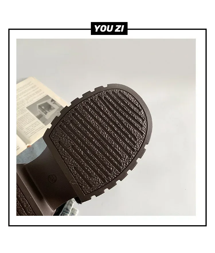 2025 Winter Women Biker Boots Fashion Belt Buckle Ladies Elegant Platform Long Pipe Booties Casual Women's Knee High Booties
