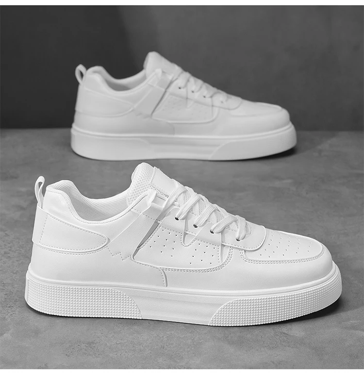 Men's Casual Skate Shoes Black White Color Block Breathable Low Top Platform Sneakers