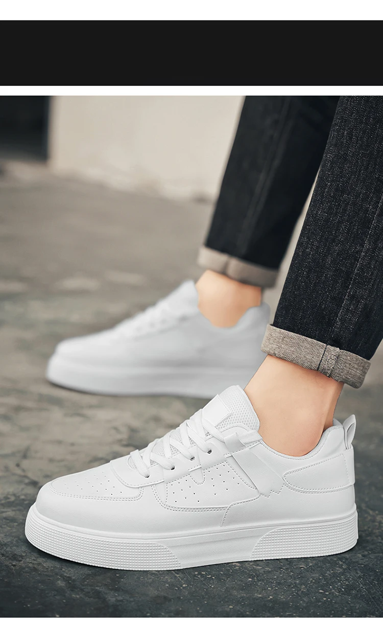 Men's Casual Skate Shoes Black White Color Block Breathable Low Top Platform Sneakers