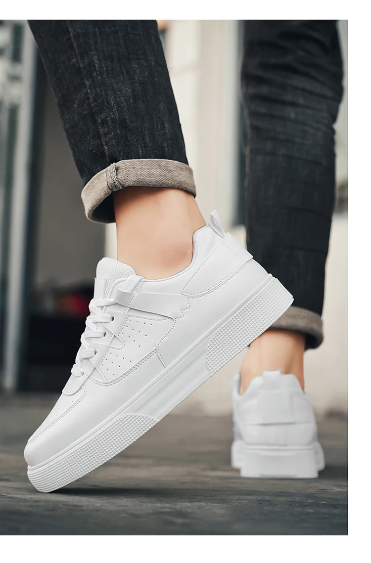 Men's Casual Skate Shoes Black White Color Block Breathable Low Top Platform Sneakers