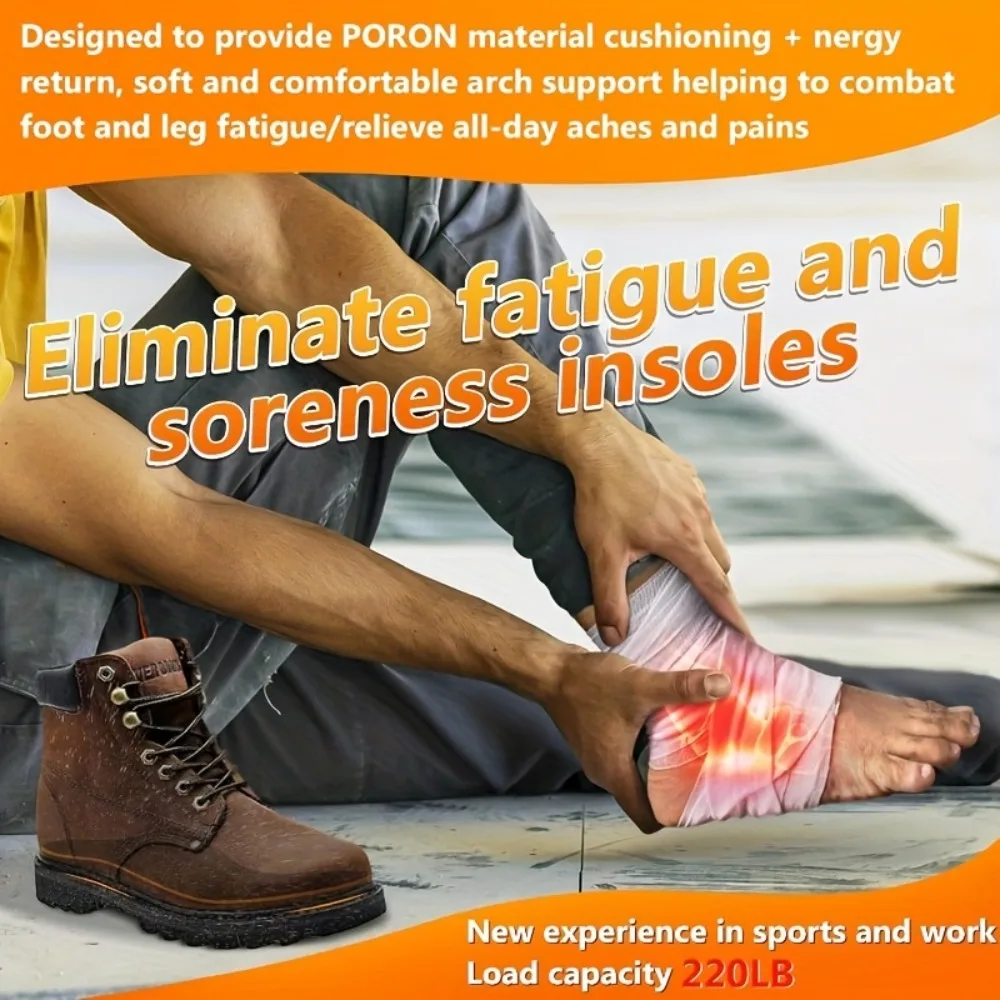 Unisex High Arch Support Sports Orthotic Insoles, PU Shock-Absorbing Shoe Inserts for Flat Feet Relieve Foot Pain & Fatigue