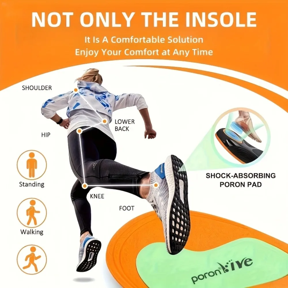 Unisex High Arch Support Sports Orthotic Insoles, PU Shock-Absorbing Shoe Inserts for Flat Feet Relieve Foot Pain & Fatigue
