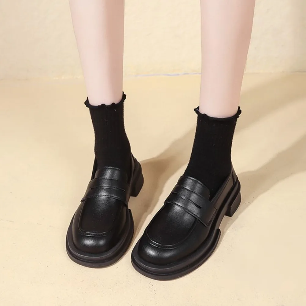 2026 New Japanese Style College Student Shoes Cosplay Lolita Shoes for Women/Girl Fashion Black/Coffee Uniform Platform Shoes