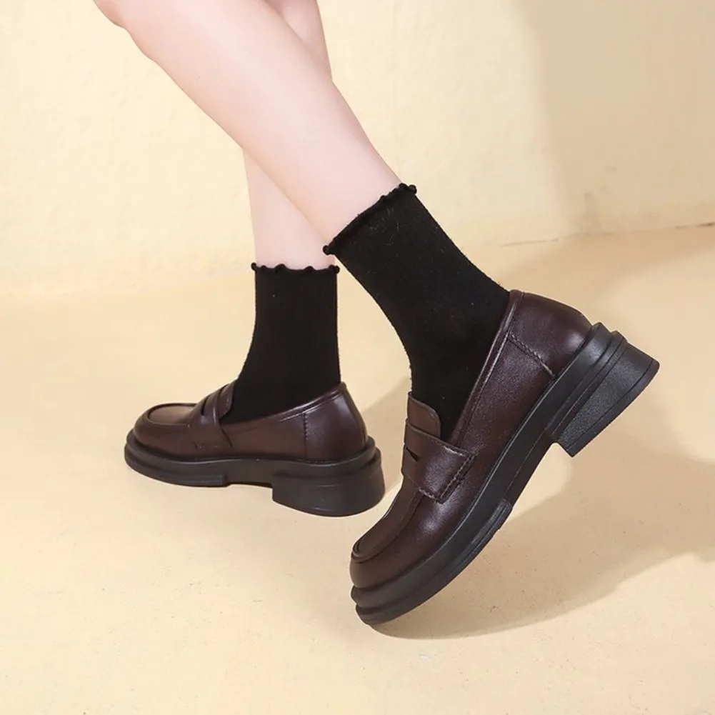 2026 New Japanese Style College Student Shoes Cosplay Lolita Shoes for Women/Girl Fashion Black/Coffee Uniform Platform Shoes