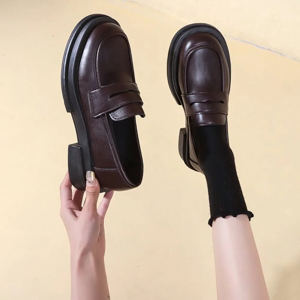 2026 New Japanese Style College Student Shoes Cosplay Lolita Shoes for Women/Girl Fashion Black/Coffee Uniform Platform Shoes