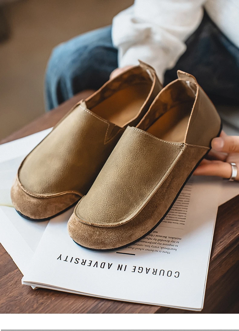Men's Casual Loafers Fashion Walking Shoes Soft Leather Comfortable Half Slippers Breathable Driving Moccasins Outdoor Lazy Slip