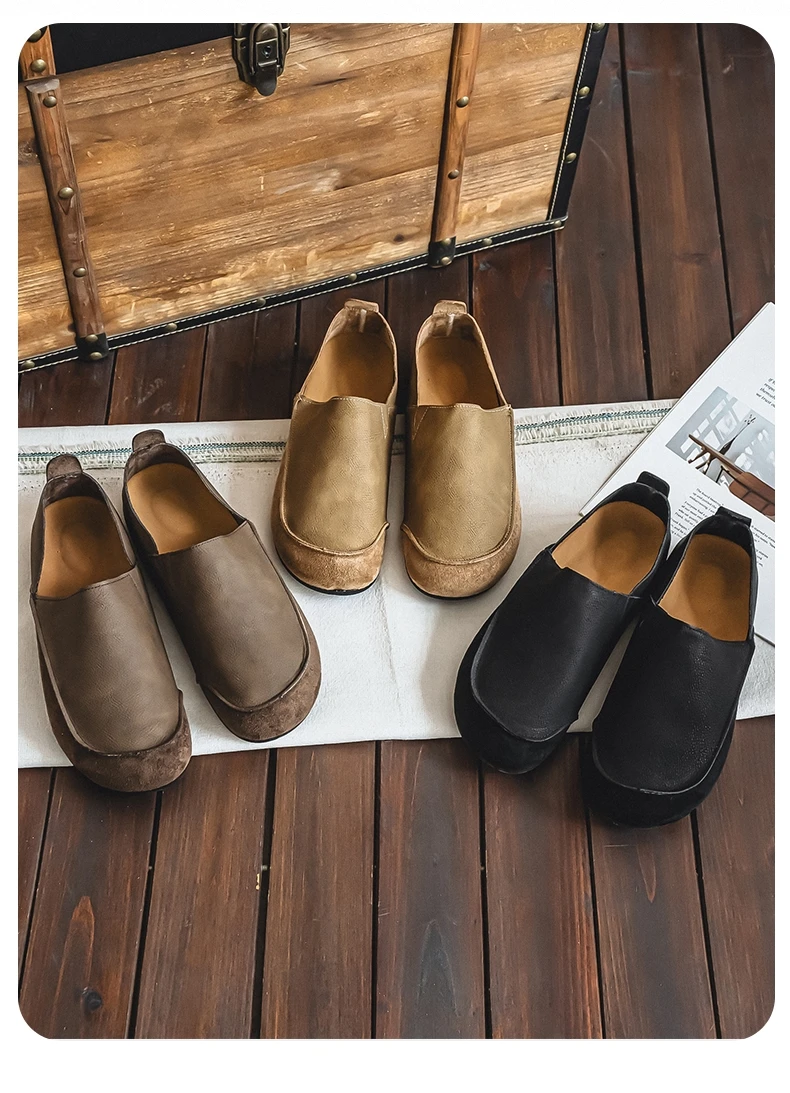 Men's Casual Loafers Fashion Walking Shoes Soft Leather Comfortable Half Slippers Breathable Driving Moccasins Outdoor Lazy Slip
