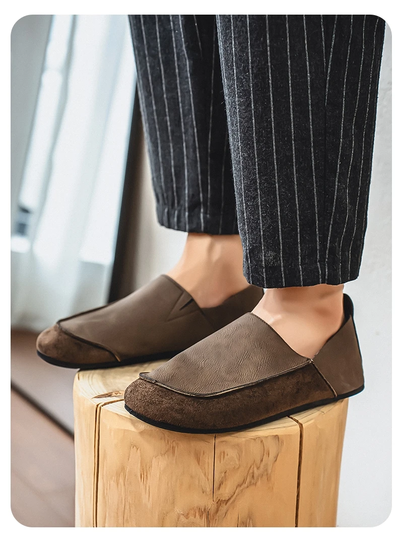 Men's Casual Loafers Fashion Walking Shoes Soft Leather Comfortable Half Slippers Breathable Driving Moccasins Outdoor Lazy Slip