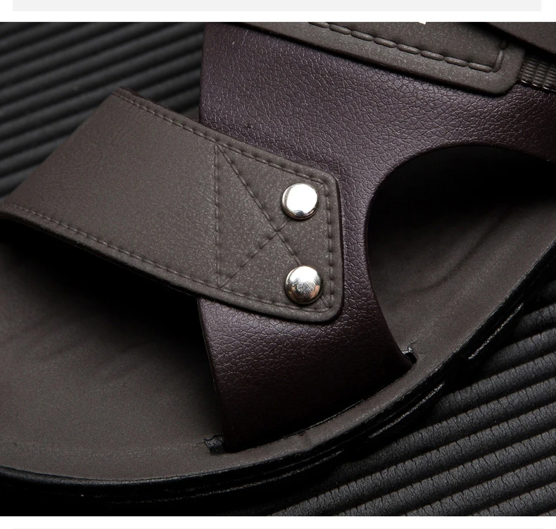 Trend Slippers Man Outdoor Leather Men's Sandals Large Size 48 Sandals Men Summer Flat Casual Leather Slippers Sandals For Men
