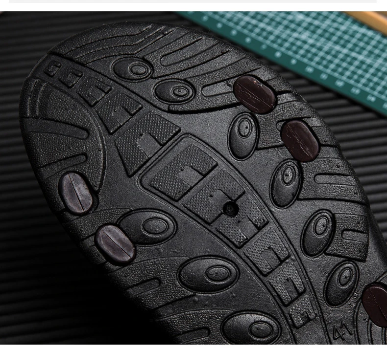 Trend Slippers Man Outdoor Leather Men's Sandals Large Size 48 Sandals Men Summer Flat Casual Leather Slippers Sandals For Men