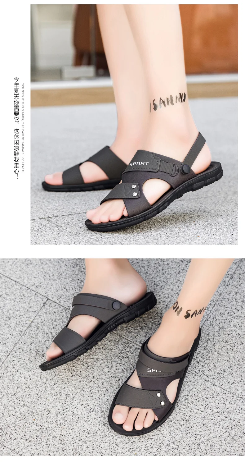 Trend Slippers Man Outdoor Leather Men's Sandals Large Size 48 Sandals Men Summer Flat Casual Leather Slippers Sandals For Men