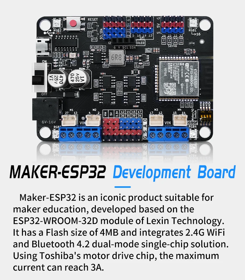 ESP32 Development Board 2.4G Wireless WiFi + Bluetooth 2-in-1 Dual-Core CPU IoT Servo Driver Robot Motor Driver Board