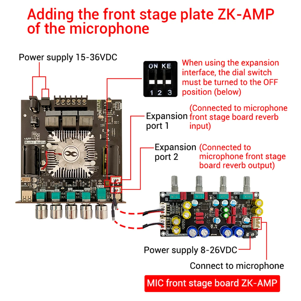 HT21-3G 2.1 Channel TDA7498E Bt Amplifier Module Subwoofer 160Wx2+220V Treble Bass Wuzhi Audio Supports APP