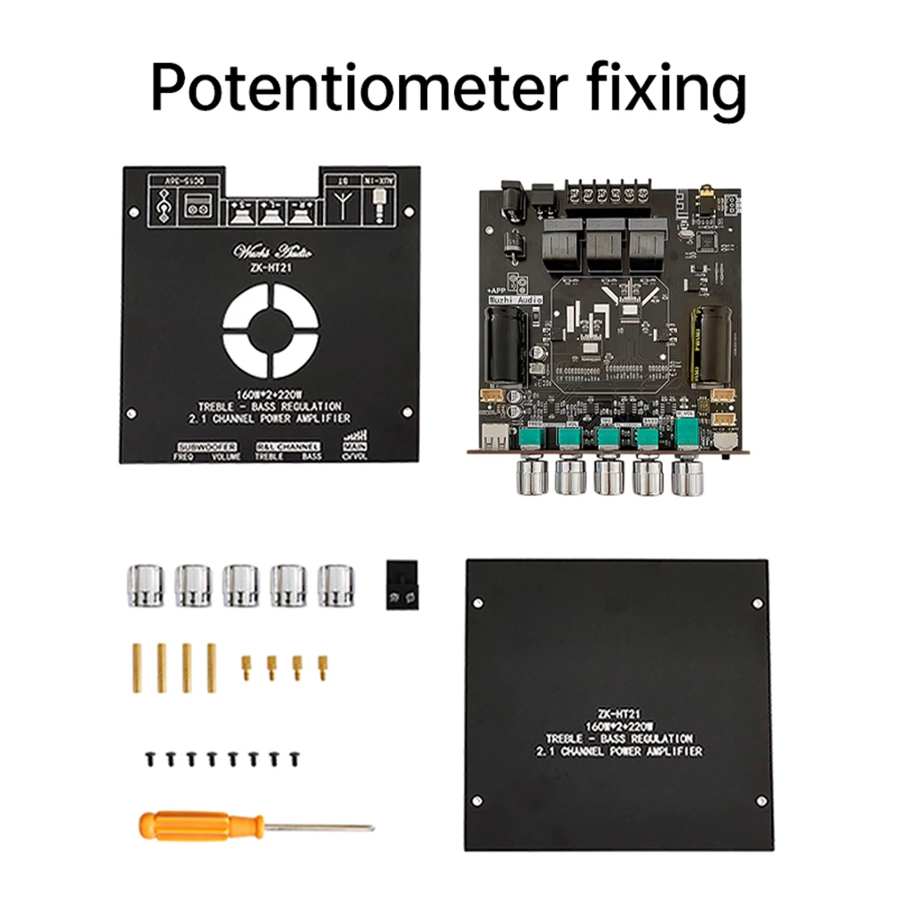 HT21-3G 2.1 Channel TDA7498E Bt Amplifier Module Subwoofer 160Wx2+220V Treble Bass Wuzhi Audio Supports APP