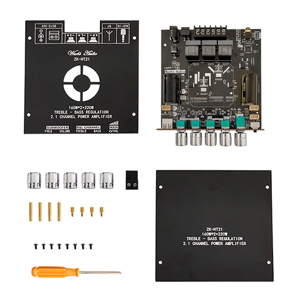 HT21-3G 2.1 Channel TDA7498E Bt Amplifier Module Subwoofer 160Wx2+220V Treble Bass Wuzhi Audio Supports APP
